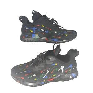 Soulsfeng Mens Running Shoes Black Multi Color‎ Paint Splatter Sneakers Size 7